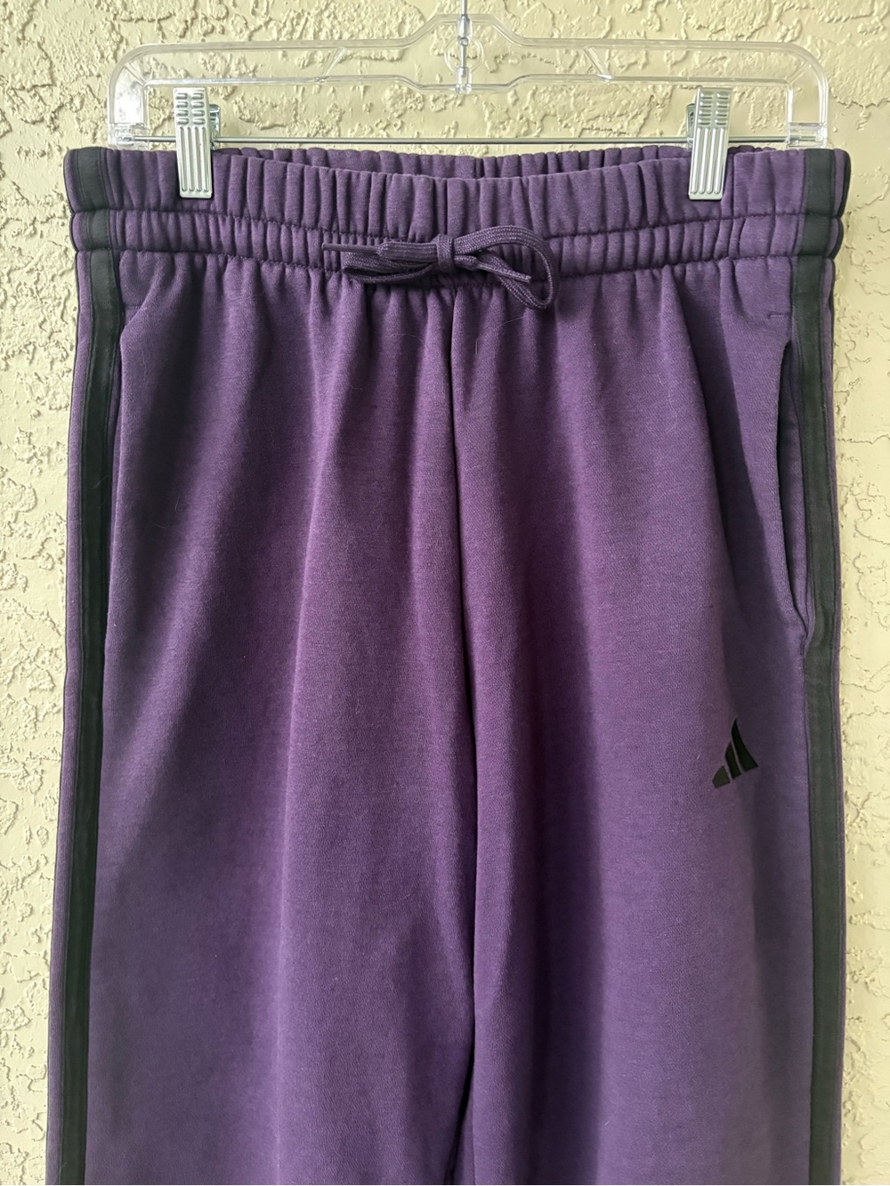Adidas Essentials 3-Stripes Open Hem French Terry Pants Aurora Plum M
